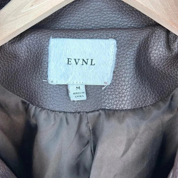 EVNL Moto Jacket Size Medium Faux Leather City Streetwear Brown Biker - Picture 3 of 10